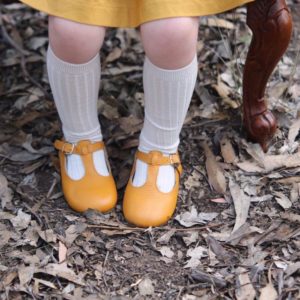 DAISY Mustard Leather Vintage Style T-bars