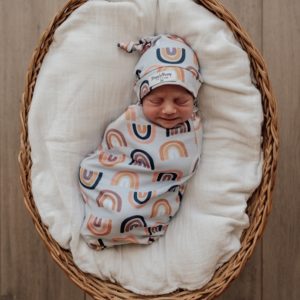 SNUGGLE HUNNY || Sunset Rainbow I Snuggle Swaddle & Beanie Set
