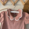 CLOVER Ribbed Collar Tee in Dusty Rose