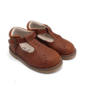 HANNAH || Vintage tan leather tbar - Baby | Toddler | Child | Youth | Adult