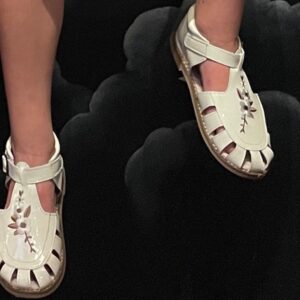 FLORA || patent white leather sandal with embroidery || Toddler || Child || Youth ||